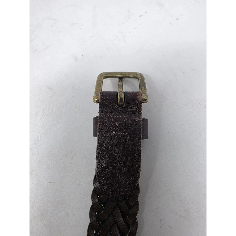 Vtg Polo Ralph Lauren Belt Size 26 Braided Woven Brown Leather Brass Buckle GUC